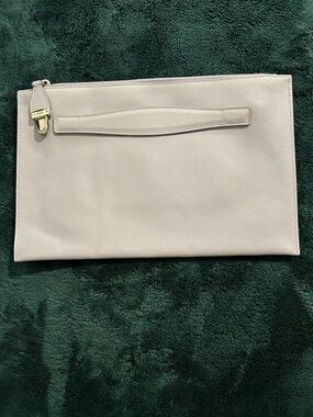 Prada Glicine Saffiano Leather Clutch Pouch Gold Hardware Excellent Like New